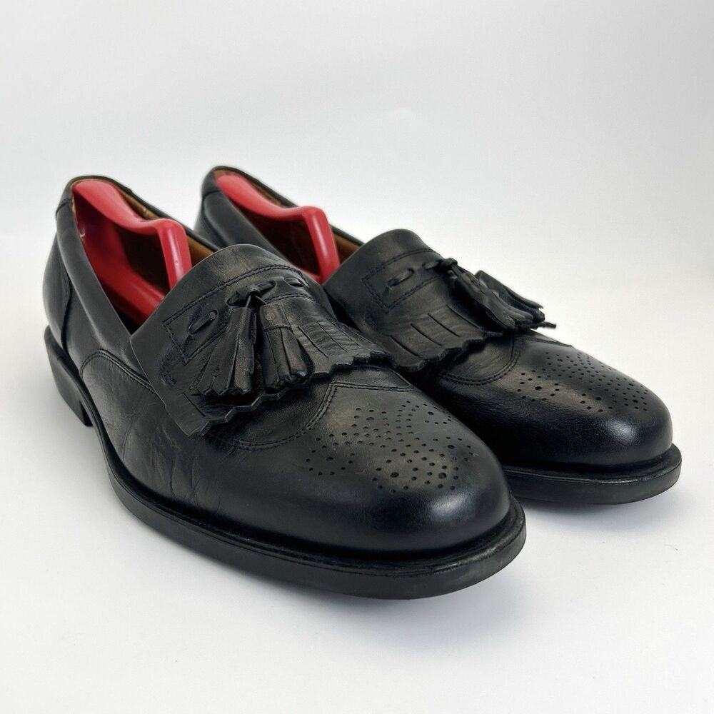 Sandro Moscoloni Vineyard Loafers Mens Sz 9 D Black Wingtip Kiltie Tassel 8101